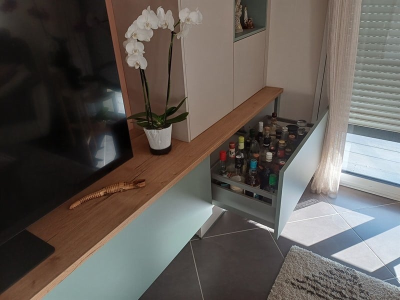 Meuble TV bois, beige et vert à Questembert | Raison Home - 2